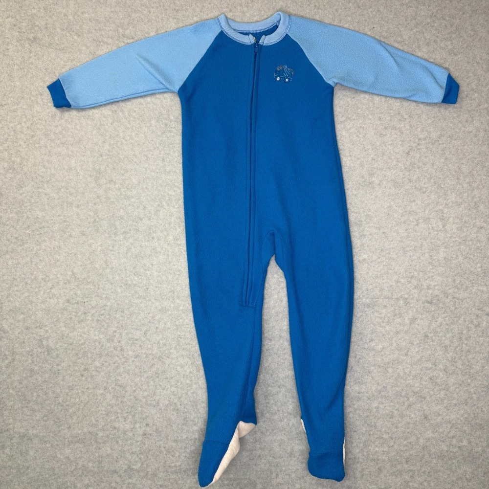 Gerber Toddler Boys 3T Blue Fleece Footed Pajamas Cement Truck Full Zip Sleepwea